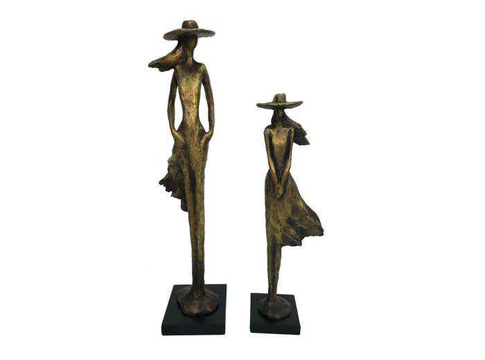 Set 2 dames à chapeau en résine 36cm/45cm