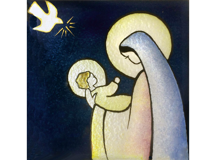 Vierge du Malade 8,1X8,1cm - EMAUX DU LIBAN