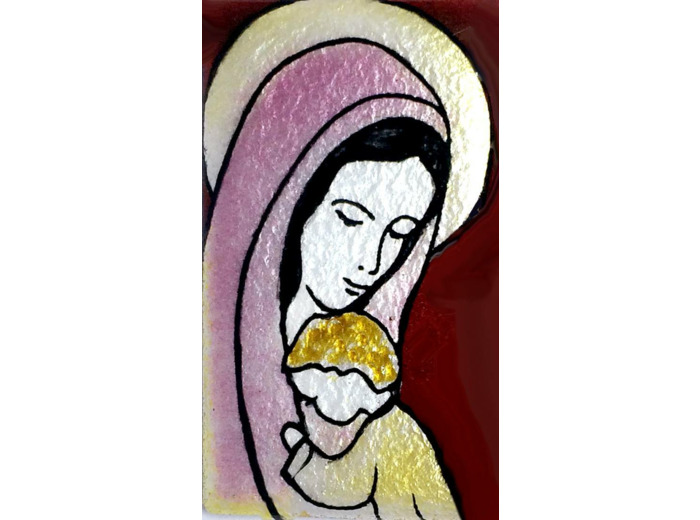 Mère et Fils rouge 7X4cm - EMAUX DU LIBAN