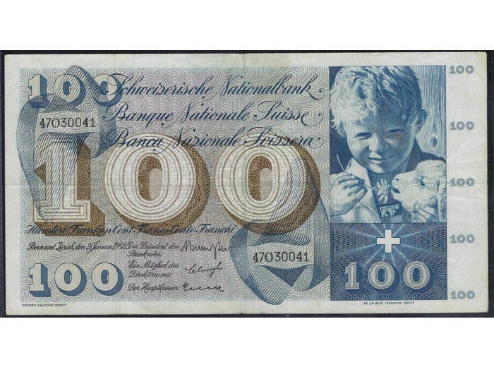 SUISSE 100 FRANCS FRANKEN 21-01-1965 SERIE 47O TTB