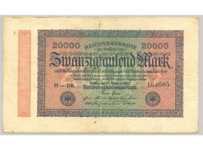 ALLEMAGNE 20000 MARK 20-02-1923 SERIE H-DK TB+