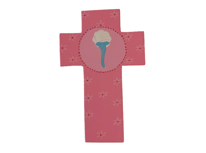 Croix Eau rose 7.5x12cm