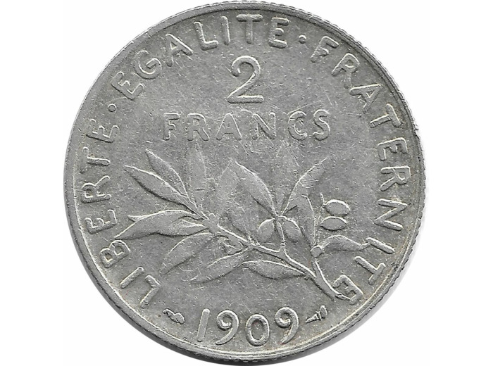 FRANCE 2 FRANCS SEMEUSE 1909 TTB