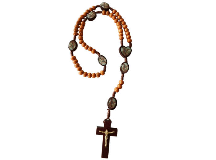 Chapelet Perles en Bois sur Corde -  SAINT MICHEL
