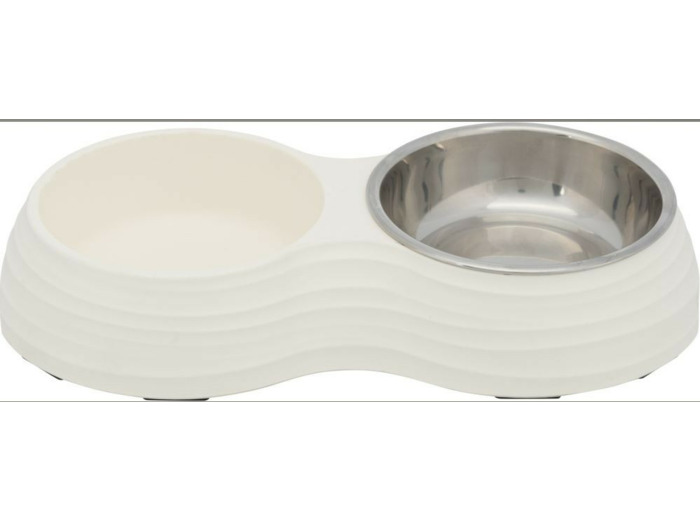 Set de gamelles, mélamine / acier inoxydable pour chien/chat - 0.2L