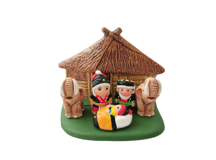 CRECHE en céramique BLOC 8x7cm-THAILANDE