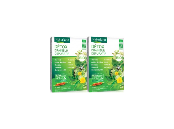 Detox Bio (association de 9 plantes*) Lot de 2 boîtes 20 ampoules Naturland