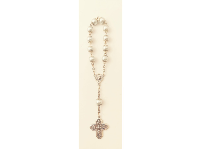 Dizainier Perles en Verre sur Chaîne Argentée - BLANC