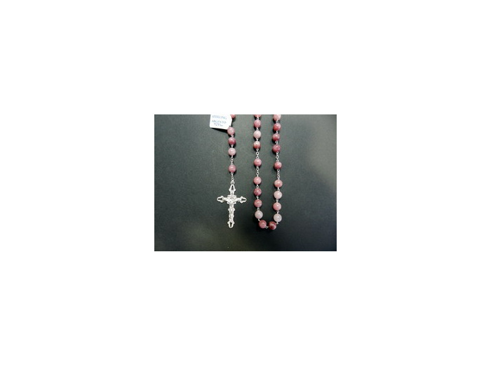 Chapelet RODONITE et ARGENT 925-  6mm + BOITE