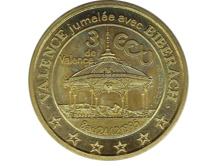 ECU TEMPORAIRE 3 ECU DE VALENCE / ECU DE BIBERACH 1995 LAITON UNC