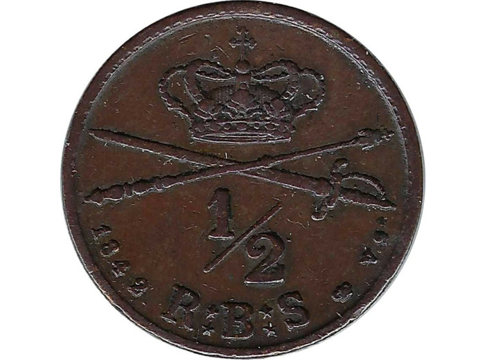 DANEMARK 1/2 RIGSBANKSKILLING CHRISTIAN VIII 1842 TTB