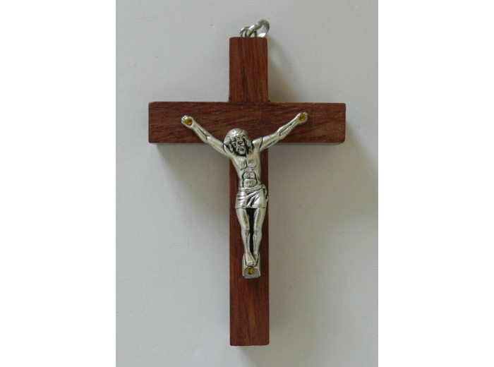Crucifix en bois foncé 8x5cm- CHRIST CLASSIQUE