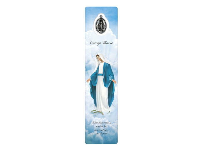 Signet plastifié avec médaille- VIERGE MIRACULEUSE-espagnol