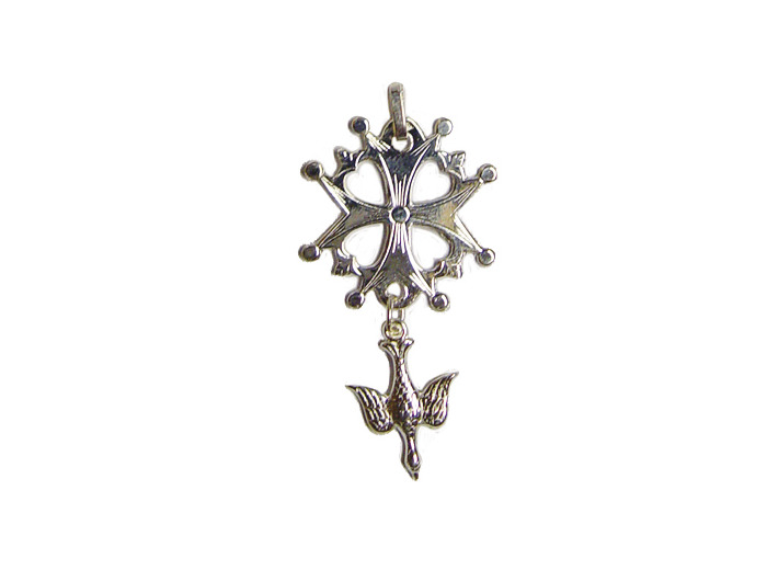 Croix Huguenote en Argent 925 21mm - Colombe Bombée