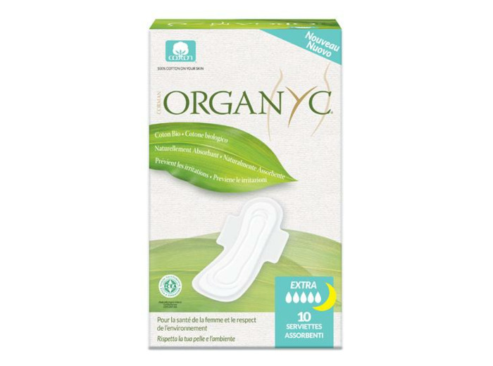 Serviettes ultra fines flux normal à ailettes - 10pochettes individuelles-Organyc