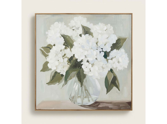 Tableau Peinture Bouquet Hortensias Toile 80x80cm