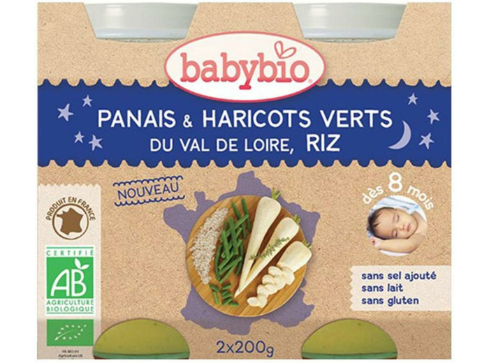 Panais haricot verts riz pot 2x200g Babybio - Bonne nuit