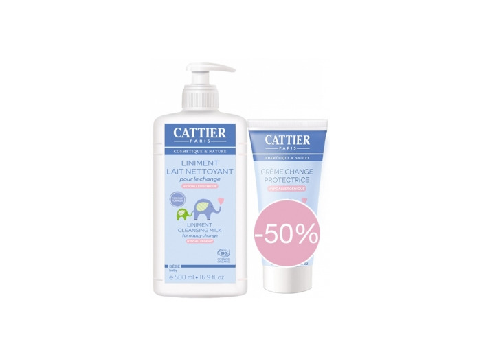 Lot de 1 Liniment Lait nettoyant pour le change 500ml + 1 Crème protectrice à 50%