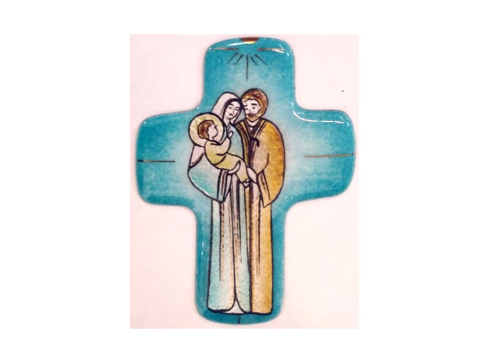 Sainte Famille turquoise 11,3X8,3cm - EMAUX DU LIBAN