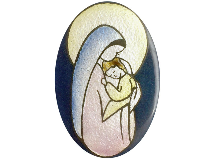 Vierge de Bonté sans fleur 8,9X6cm - EMAUX DU LIBAN