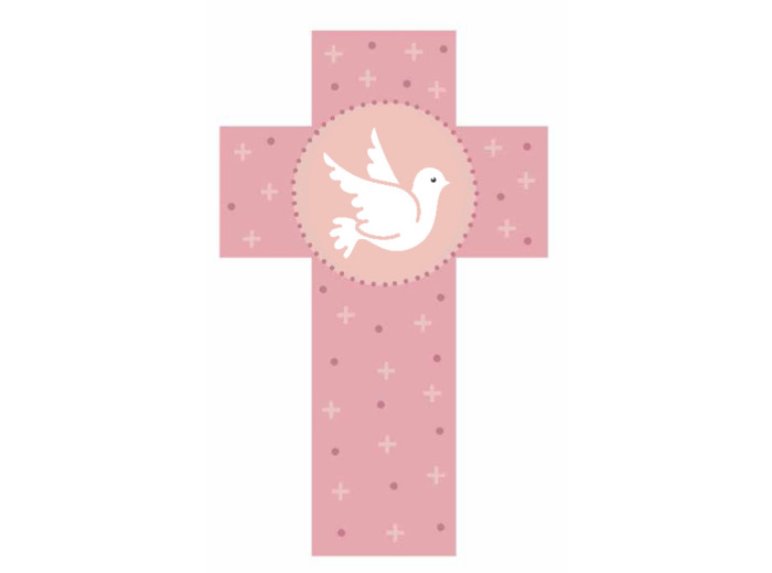 Croix Colombe rose 12cm