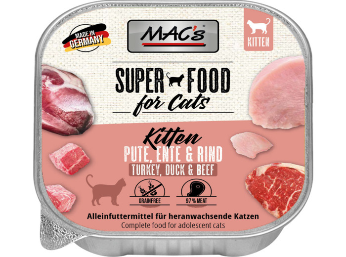 MAC'S Raffineur à la Dinde, canard & boeuf pour chaton - 85g