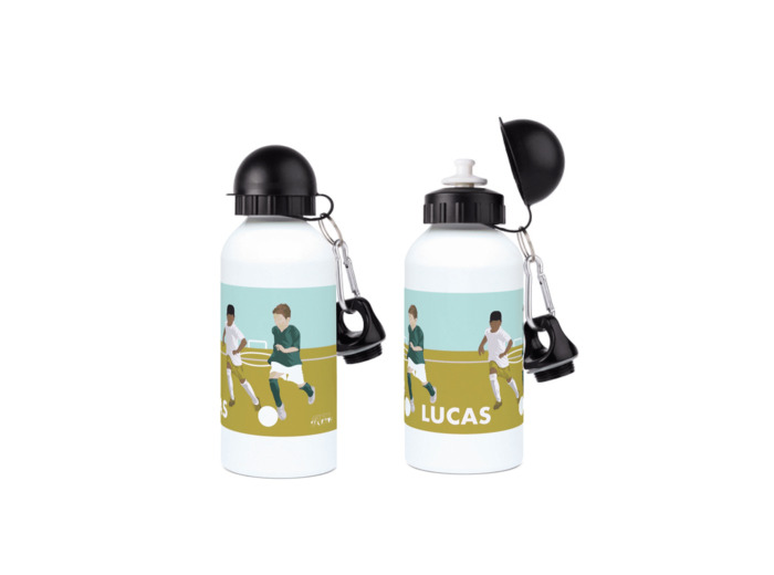 Gourde aluminium football "Les deux footballeurs" - personnalisable