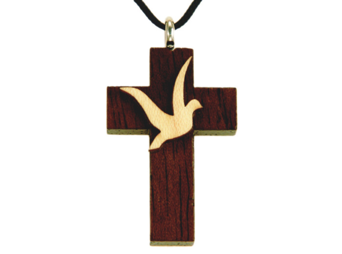 Croix en Bois d'Erable Vernis 3,5cm avec Cordon - COLOMBE