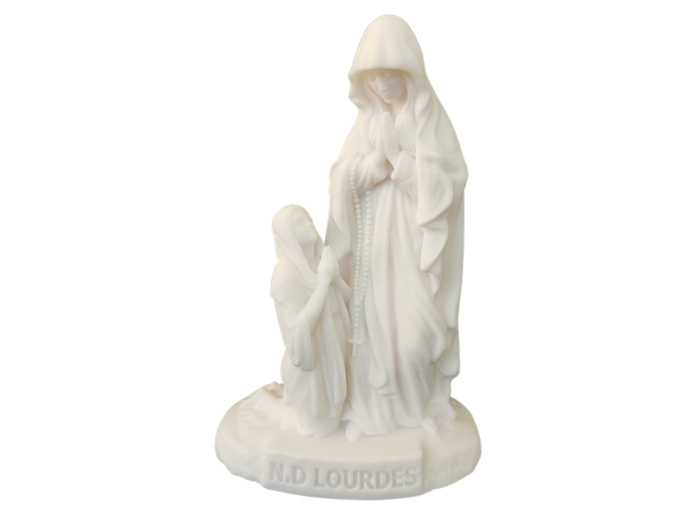 ND de Lourdes et Bernadette - Statue en Albaster 19cm - Blanc