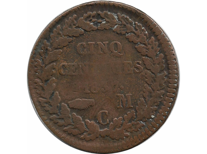 MONACO 5 CENTIMES 1837 MC TB-