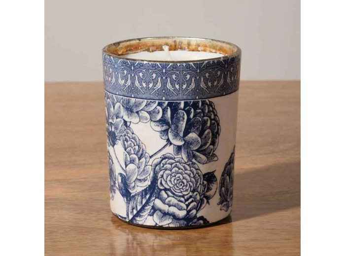 Bougie voltaire roses bleu 9x10cm