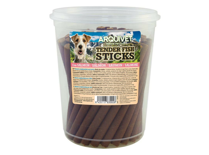Friandises ARQUIVET, Tender Meat Sticks au Saumon pour chiens - 500g