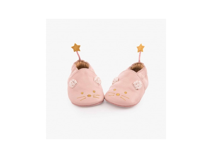 Chaussons en cuir rose 18/24 mois Moulin Roty