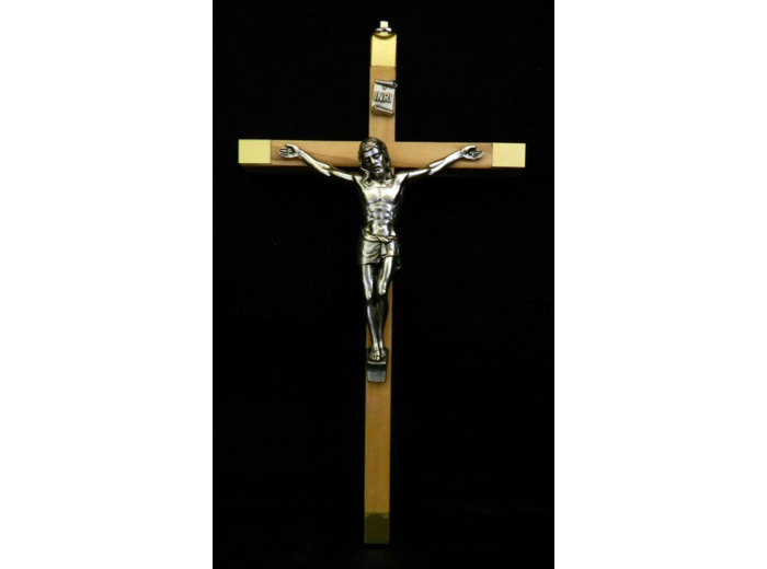 Crucifix OLIVIER 16,5cm- Christ métal argenté