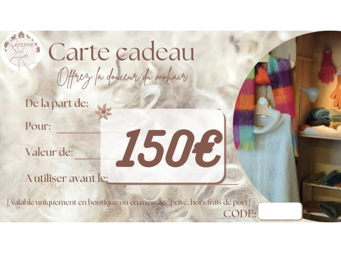 Carte cadeau - 150€