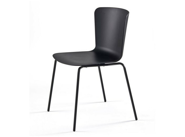 Chaise polypropylène CALLAS noir structure acier laqué noir