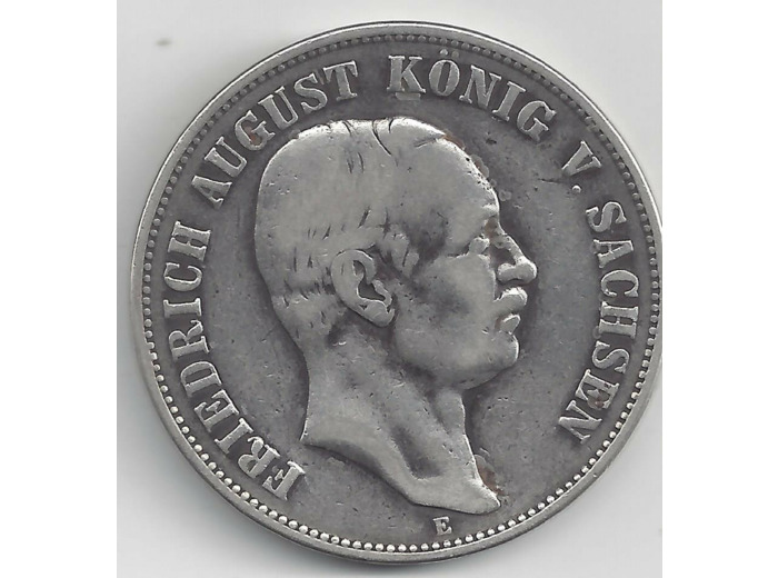 ALLEMAGNE GERMANY SAXONY-ALBERTINE 5 MARK 1907 E Friedrich TB+