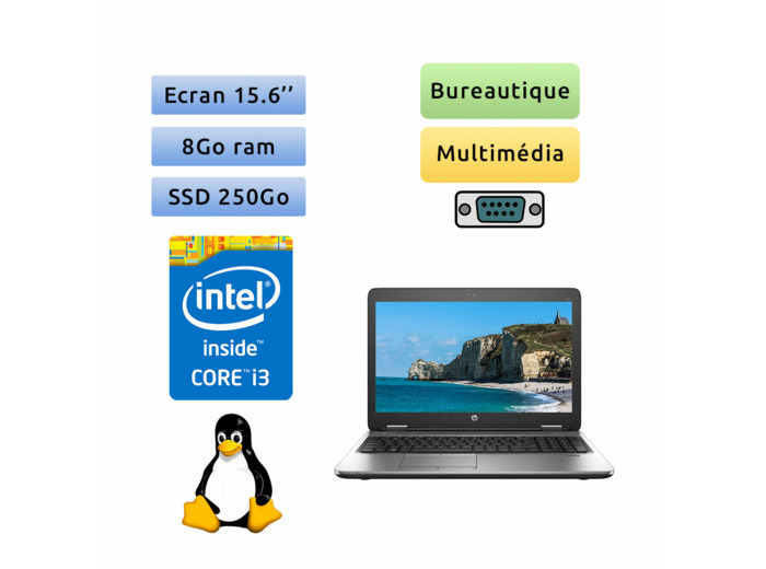 HP ProBook 650 G2 - Linux - i3 8Go 250Go SSD - 15.6 - Webcam - Ordinateur Portable PC - bureautique