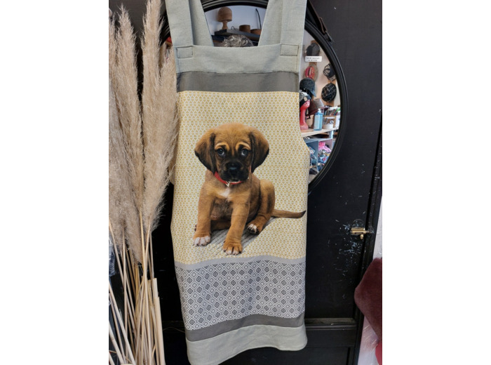 Tablier japonais chien beige