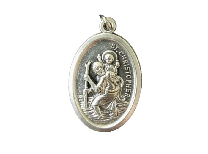 Médaille 22mm Ovale en métal argenté - CHRISTOPHE