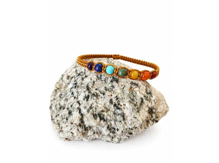 Bracelet 7 Chakras en pierres naturelles-Fait main