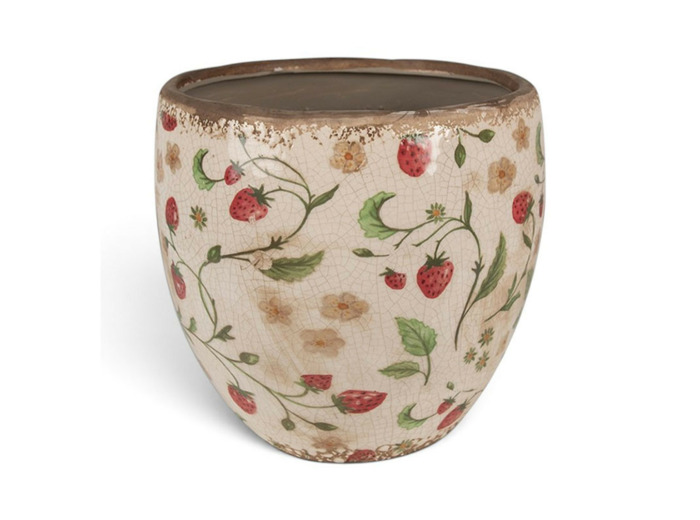 Pot de fleurs Fraises céramique 18x18x18cm
