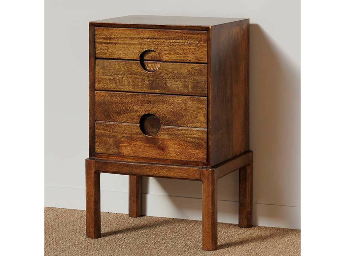 Table de chevet bois de manguier Herstal 66x36x42cm