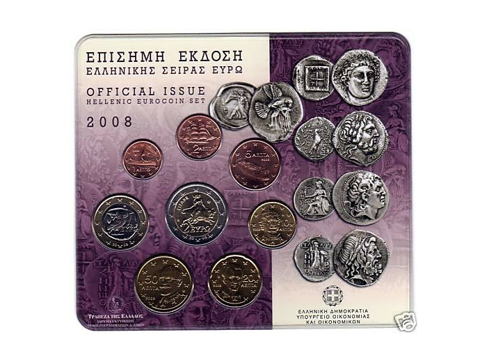 GRECE 2008 SERIE 8 MONNAIES BU