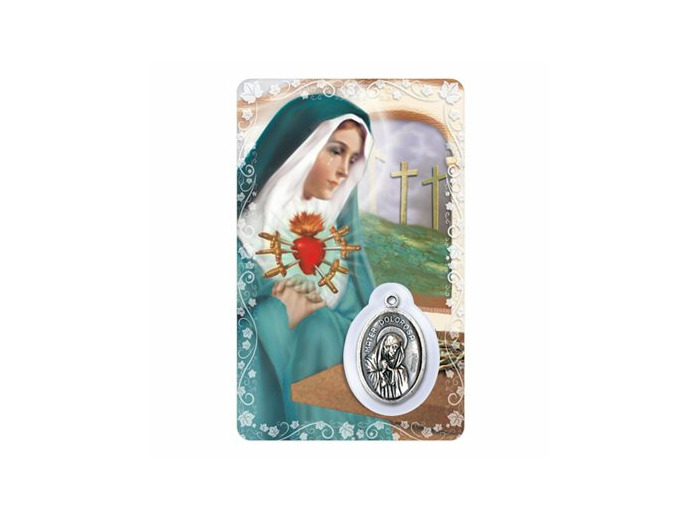Carte-prière avec insertion  NOTRE DAME DES 7 DOULEURS-anglais