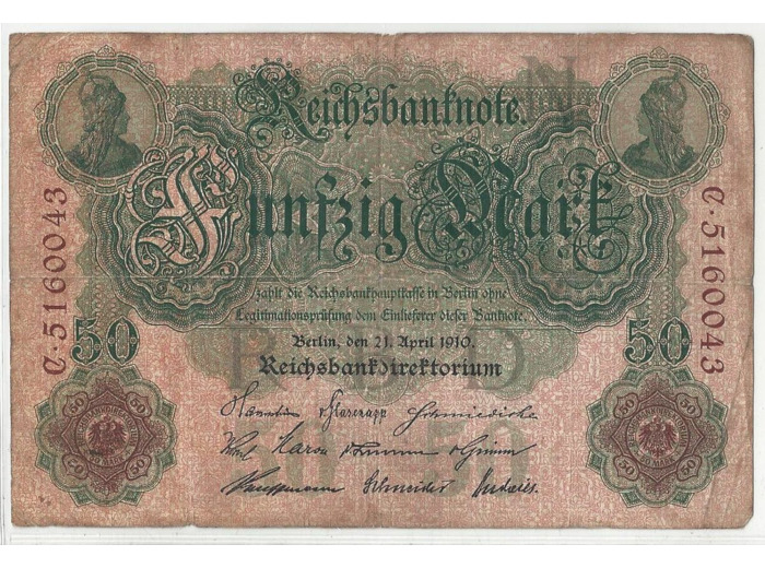 ALLEMAGNE 50 MARK 21 04 1910 TB+