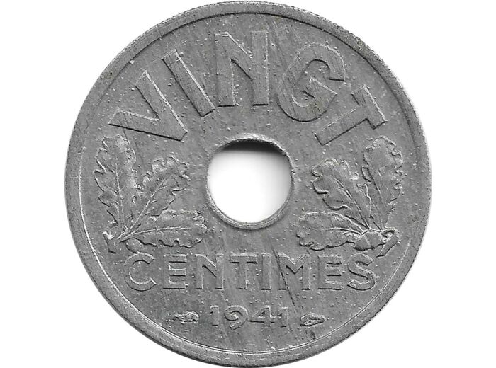 FRANCE 20 CENTIMES TYPE VINGT 1941 SUP