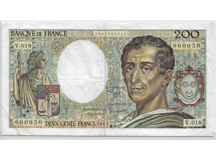 FRANCE 200 Francs MONTESQUIEU 1983 V.018 TTB