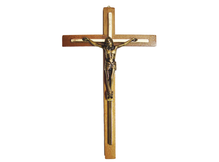 Crucifix en Bois 23cm et Christ en Métal Bronzé