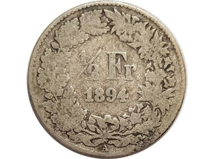 SUISSE 1/2 FRANC 1894 A B+
